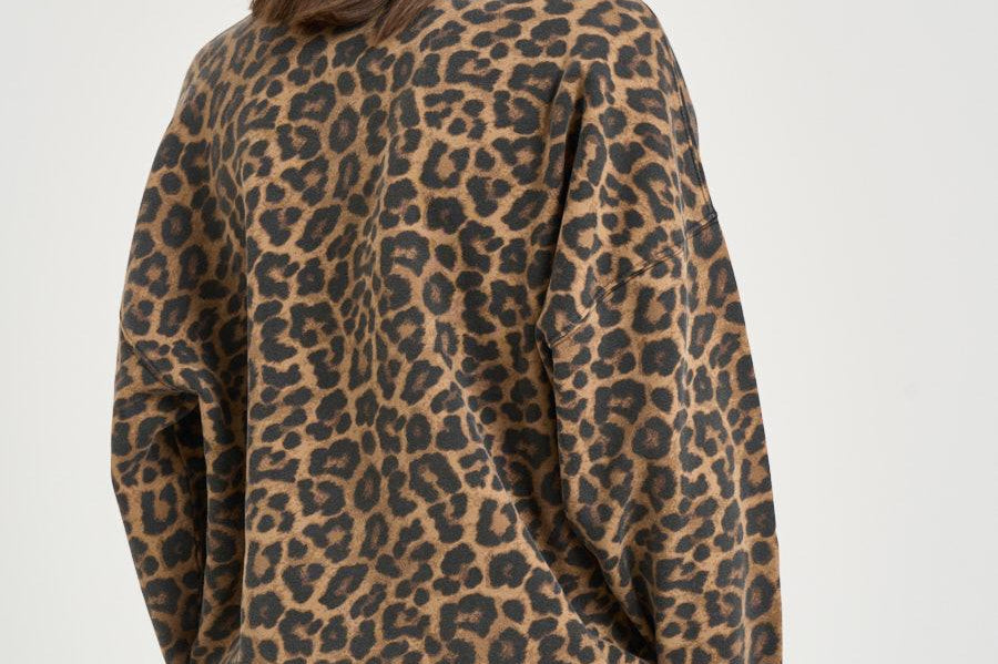 Felpa donna girocollo leopardata 11155 MTL59LEOPARD ANINE BING 