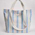 Borsa tote donna in cotone a righe celeste BIGSTRIPESV 3161EMB MC2 SAINT BARTH 