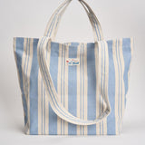 Borsa tote donna in cotone a righe celeste BIGSTRIPESV 3161EMB MC2 SAINT BARTH 