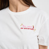 T-shirt donna girocollo bianca con ricamo EMILIE 08645L MC2 SAINT BARTH 