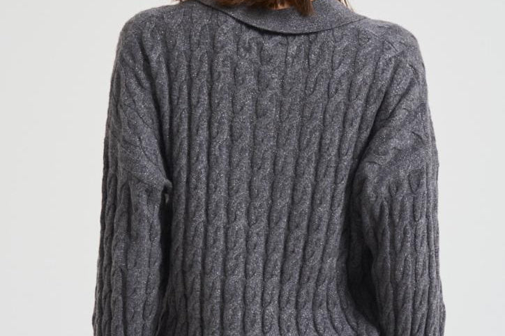 Polo donna Magnolie a trecce grigia 2025302 GRAPHITE LISA YANG 