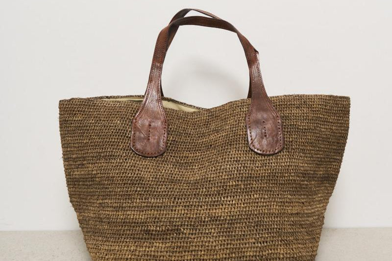 Borsa donna Tokyo in rafia marrone TOKYOII DARKTEA IBELIV 