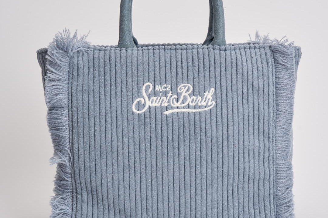 Borsa donna Vanity mini corduroy in velluto a coste celeste VANITYMINI CORD36 MC2 SAINT BARTH 