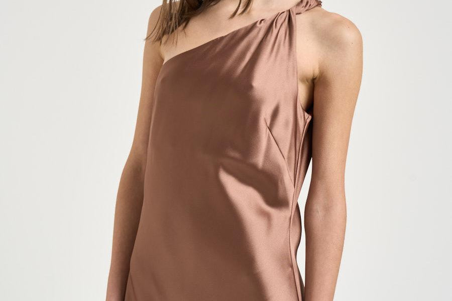 Abito donna monospalla bronzo 106352A33D KIWIL50 PINKO 