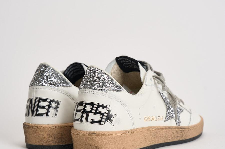 Sneakers donna Ball Star bianca e silver GWF00117 F00377311325 GOLDEN GOOSE 