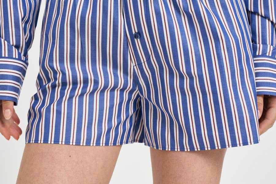 Set camicia e shorts donna over a righe blu TM196419B BLUEROUGENOIR THE ANDAMANE 