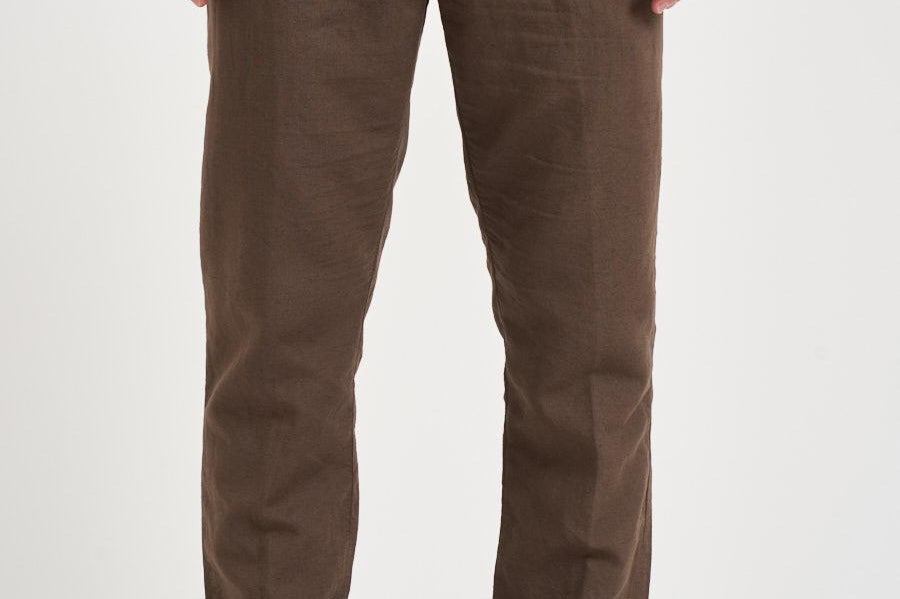 Pantalone uomo in lino marrone PG26 82 PERFECTION 