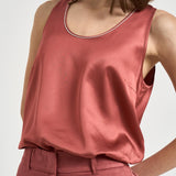 Top donna in raso rosso mattone A08481 06638124 PESERICO 