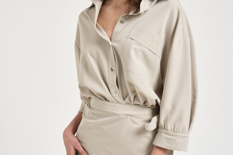 Abito donna chemisier ghiaccio 106654A18E ARIANEI18 PINKO 