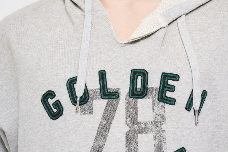 Felpa uomo con cappuccio grigia GUP02170 P00186160583 GOLDEN GOOSE 