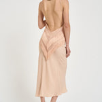 Abito donna lungo cipria macramè e frange TM190163A PEACH THE ANDAMANE 