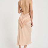 Abito donna lungo cipria macramè e frange TM190163A PEACH THE ANDAMANE 
