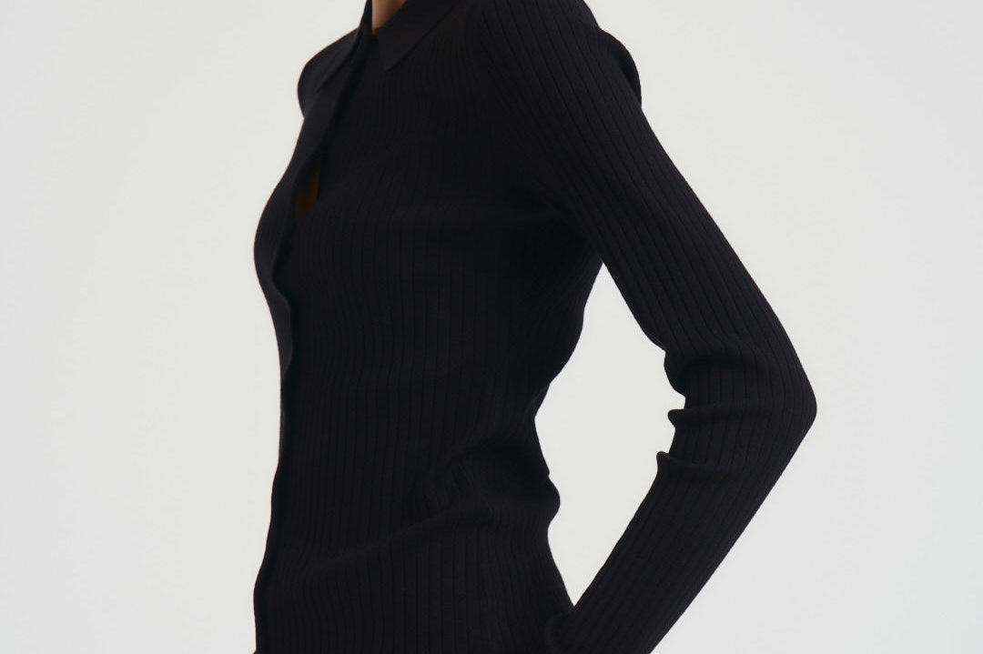 Polo donna in misto viscosa nero 31961 1433 FILIPPA K 