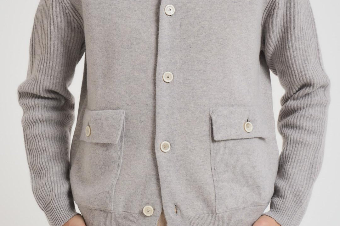 Giacca uomo in maglia grigio chiaro AALKTJT1 AA65015915BC LARDINI 