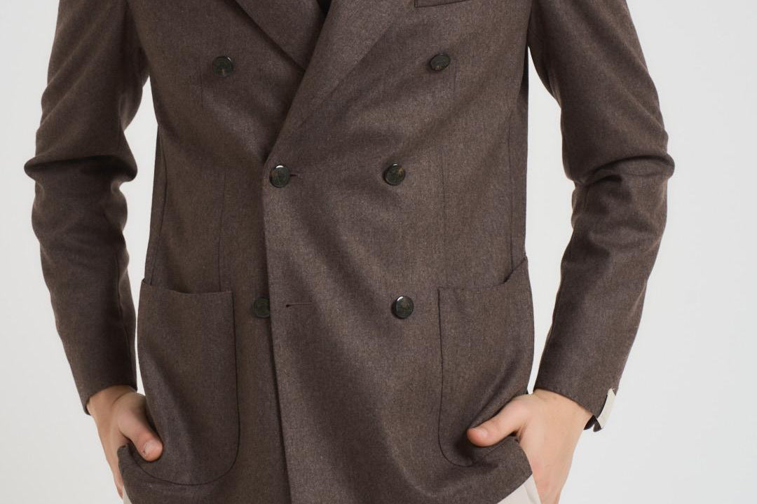 Giacca uomo doppiopetto marrone G751MF 271857F SANTANIELLO 