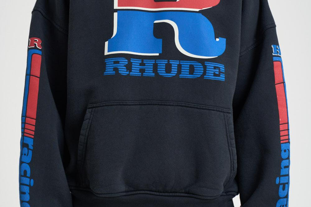 Felpa uomo con cappuccio blu notte HO06012 6011BLAKCREDBLUE RHUDE 