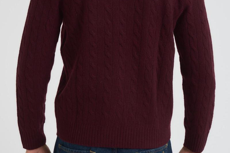 Maglia uomo a treccia bordeaux 710876762 011 RALPH LAUREN 