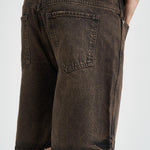 Bermuda uomo in denim vissuto marrone 100501 16BARK REPRESENT 
