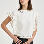 Top donna bianco con ricami TS0298FA D1N08E23EC MARANT ETOILE 