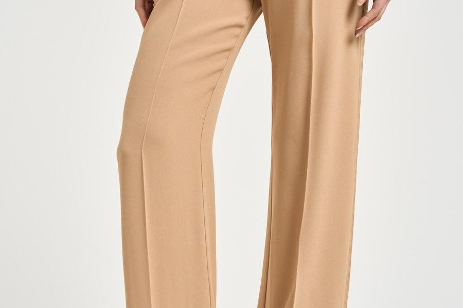 Pantalone donna a palazzo beige dorato 14549 1012 FORTE FORTE 