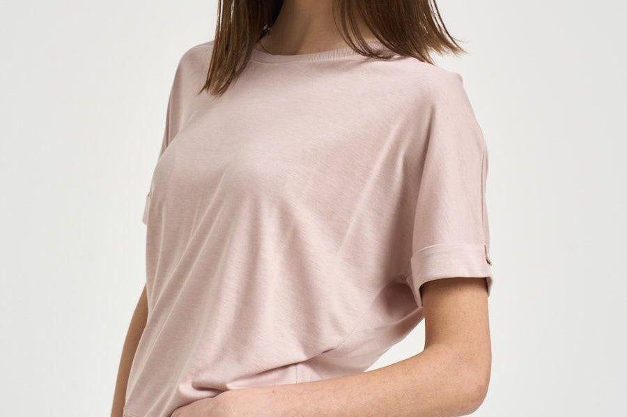 T-shirt donna girocollo rosa cipria JG000312D 520564035 HERNO 