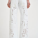 Jeans donna Amia traforati in denim bianco PA0698FA D2H01WHITE ISABEL MARANT 