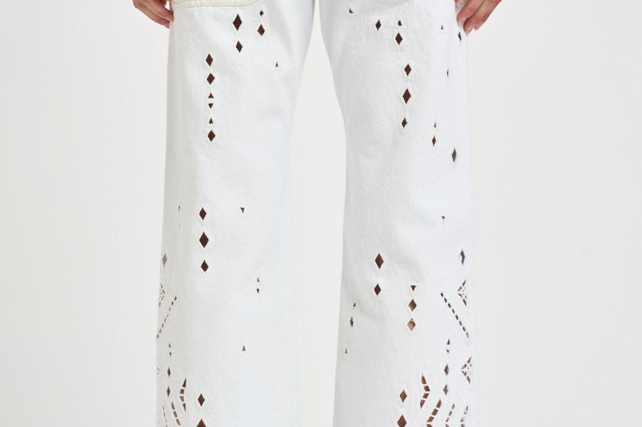 Jeans donna Amia traforati in denim bianco PA0698FA D2H01WHITE ISABEL MARANT 
