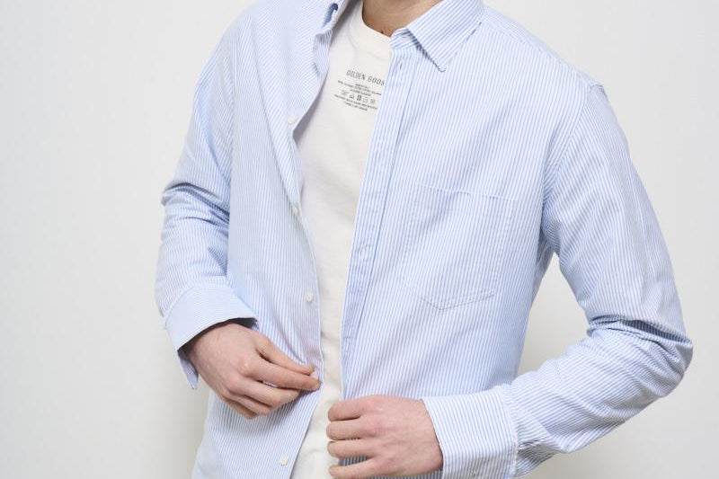 Camicia uomo Oxford celeste GMP00246 P00054880197 GOLDEN GOOSE 