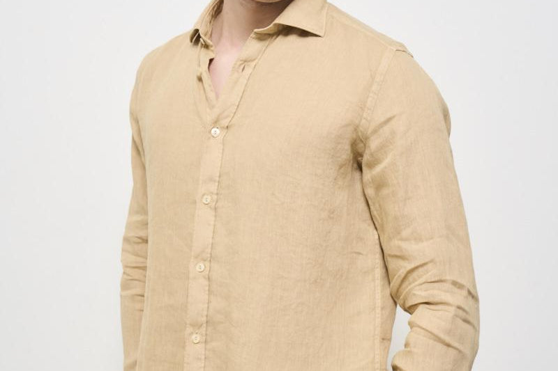 Camicia uomo beige X66TNW US5 ACCADEMIE TESSILI 