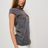 T-shirt donna con stampa grigia 104603 A2DAI63 PINKO 