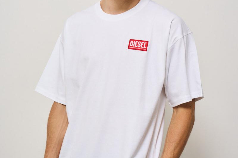 T-shirt uomo girocollo bianca con logo A14947 ONIAR100 DIESEL 