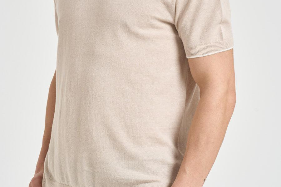 Maglia uomo a maniche corte beige M010201 111 ACCADEMIE TESSILI 