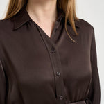Camicia donna satinata marrone Y6SM13 V22 SEMICOUTURE 