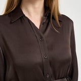 Camicia donna satinata marrone Y6SM13 V22 SEMICOUTURE 