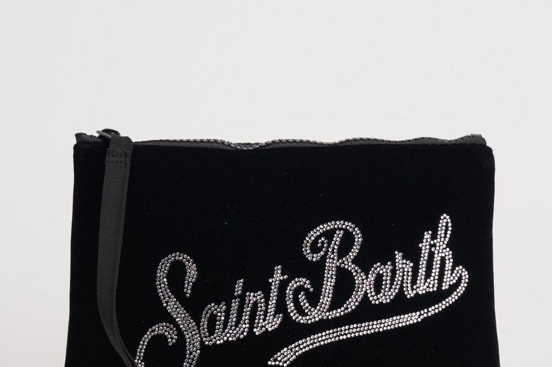 Pochette donna Aline nera in velluto e strass ALINE VLVTSTRASS00 MC2 SAINT BARTH 