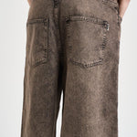 Bermuda uomo effetto slavato in denim marrone 307 WASHED BROWN WOODBIRD 