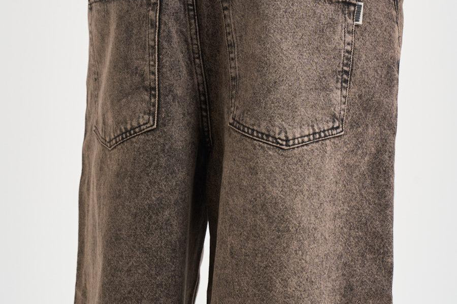 Bermuda uomo effetto slavato in denim marrone 307 WASHED BROWN WOODBIRD 