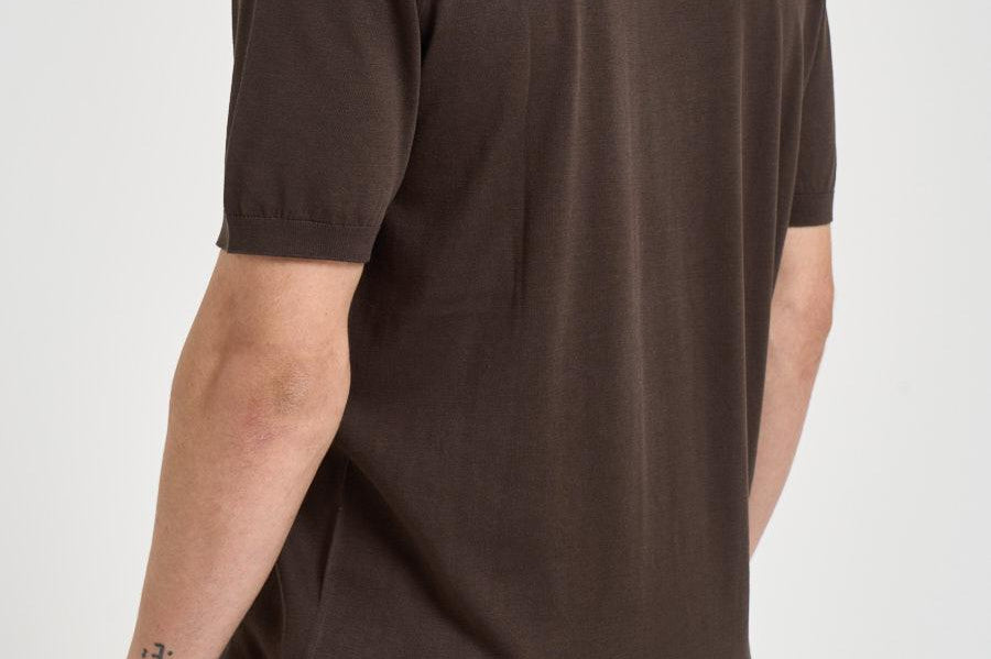 T-shirt uomo girocollo in maglia marrone 300421 170 KANGRA 