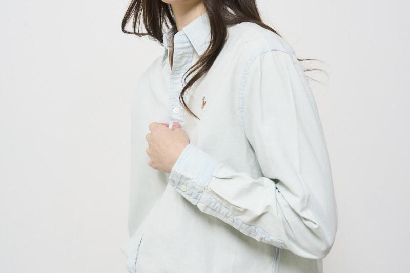 Camicia donna celeste in cotone 211891420 001 RALPH LAUREN 