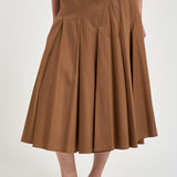 Gonna midi donna a balze marrone S6SK34 T89 SEMICOUTURE 