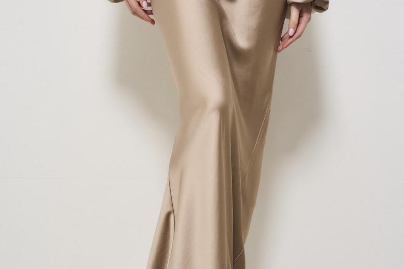 Gonna donna lunga satina beige T170351A GREIGE THE ANDAMANE 