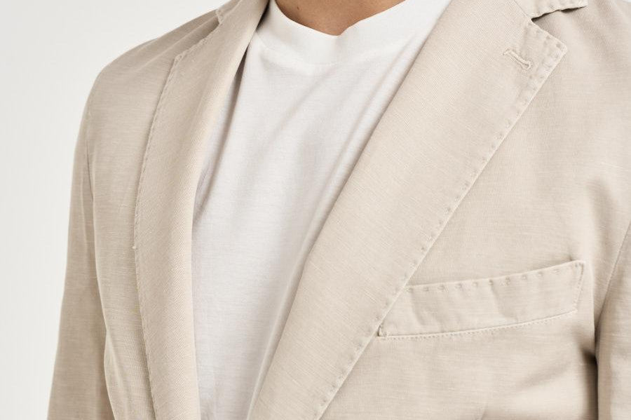 Giacca uomo in misto cotone e lino beige SERENIOLD R7002BEIGE ACCADEMIE TESSILI 