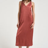 Abito donna midi rosso mattone A02056 06638124 PESERICO 