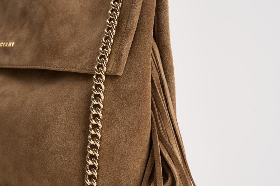 Borsa donna Venus Midi in suede tortora B02212 BISCOTTO ORCIANI 