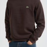 Felpa uomo girocollo in pile marrone SH9608 SKB LACOSTE 