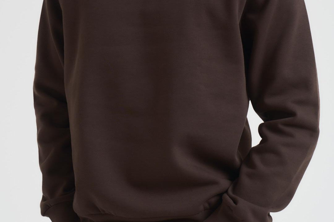 Felpa uomo girocollo in pile marrone SH9608 SKB LACOSTE 