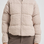 Giubbotto donna in maglia a trecce beige MYAWOOL 11 MC2 SAINT BARTH 