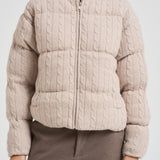 Giubbotto donna in maglia a trecce beige MYAWOOL 11 MC2 SAINT BARTH 