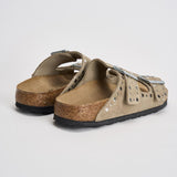 Sandalo donna beige effetto suede  con borchie 1029390 TAUPE BIRKENSTOCK 