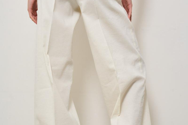 Pantalone donna a palazzo in lino bianca 104929 A0IMZ07 PINKO 